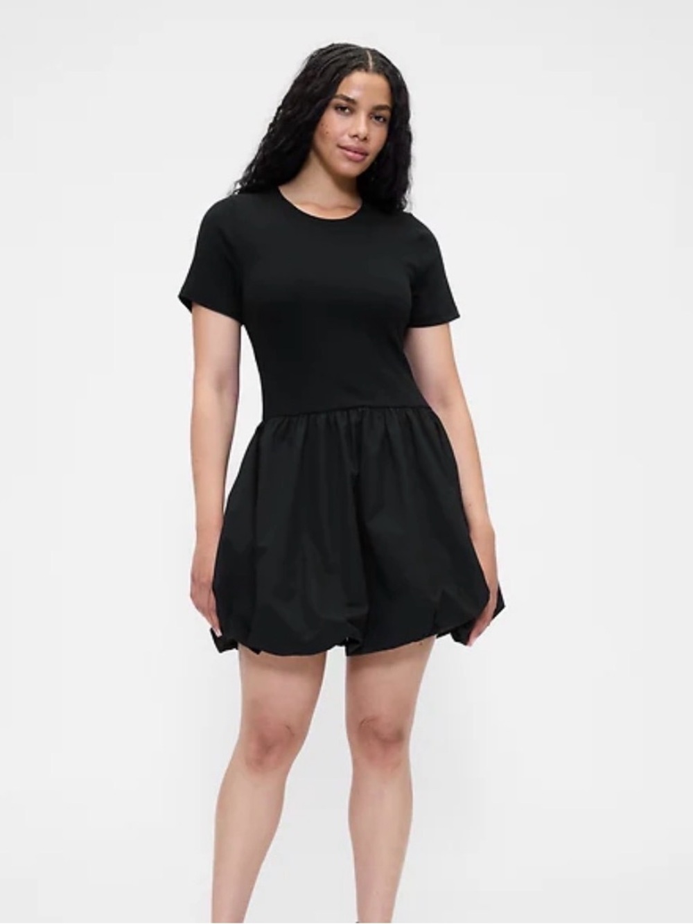 Gap Black Short Sleeve Bubbled dress